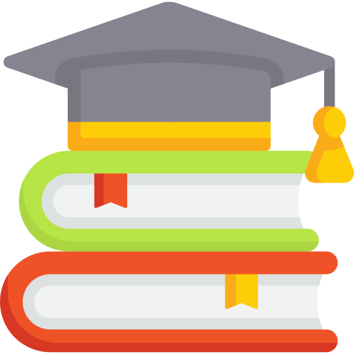 Graduation cap resting on two stacked books representing education and academic achievement in a positive and encouraging environment